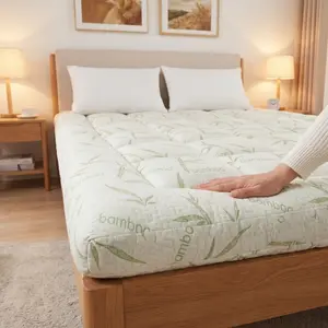 TORAX Bamboo Fiber Mattress Protector Eco-Friendly Waterproof Fitted Sheet Cover Microfiber Filling Machine Washable