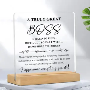 Acrylic Plaque, 1 Count Letter Pattern Desktop Ornament, Gift for Boss, Best Thank You Gift for Female Boss, Boss Inspirational Gift, Acrylic Plaque Sign, Acrylic Plaque Decor, Acrylic Signage Plaque