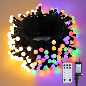 Bhony Christmas Lights, 66ft 200 LED Color Changing String Lights, Warm White&Multi-color Christmas Lights, Dimmable Berry String Light, Connectable Lighting String for Bedroom Room Wedding Classroom Decor