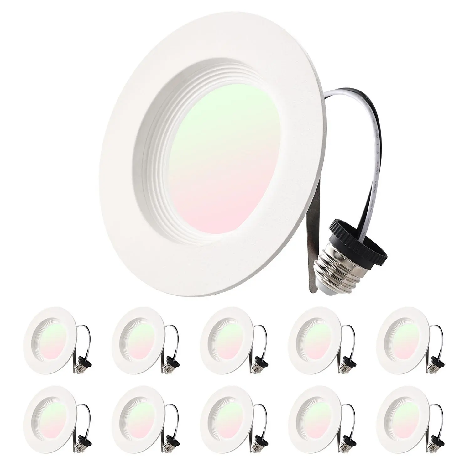 【Summerfinds】VEVOR 10 Pack LED Recessed Lighting 4 Inches Retrofit Can Lights 750 LM 9W 120V Selectable 5CCT 2700K/3000K/3500K/4000K/5000K 10% to 100% Dimmable Compatible with E26 Base and TP24 Connector