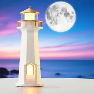 Moon Lamp Projector Night Light,Lighthouse Lamp Decor Night Light for Kids,Moon Light Galaxy Projector Rechargeable LED Aesthetic Table Lamp Christmas Birthday Gifts for Kids Boys Girl