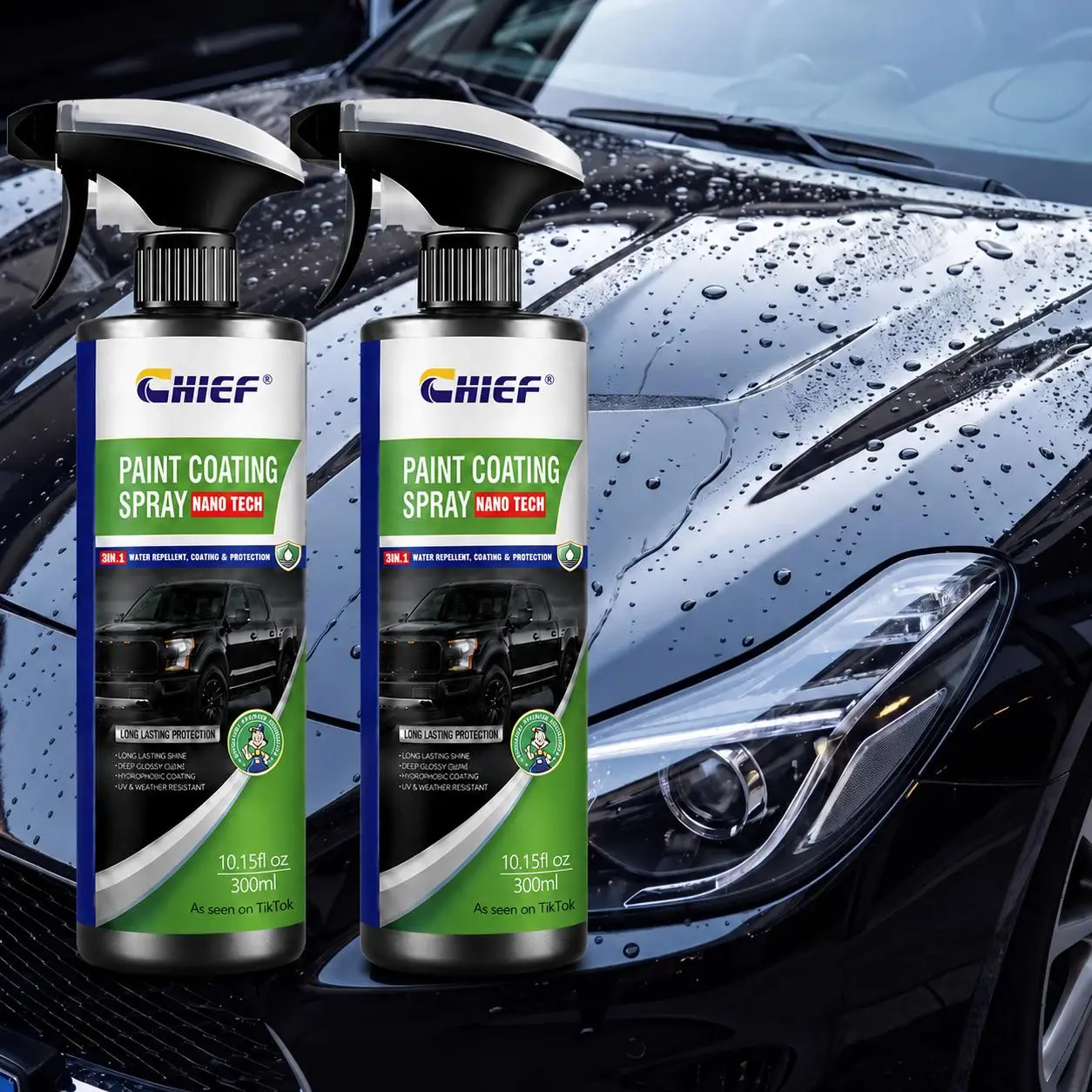 CHIEF 4-in-1 Advanced Nano Ceramic Coating Agent, 16.9 fl oz Car Detailing Spray - Professional Polish, Surface Cleaner, Ceramic Spray Sealant Wet Wax, Liquid Car Wax for Radiant Paint Finish, Locks in Protection #ceramic coating car