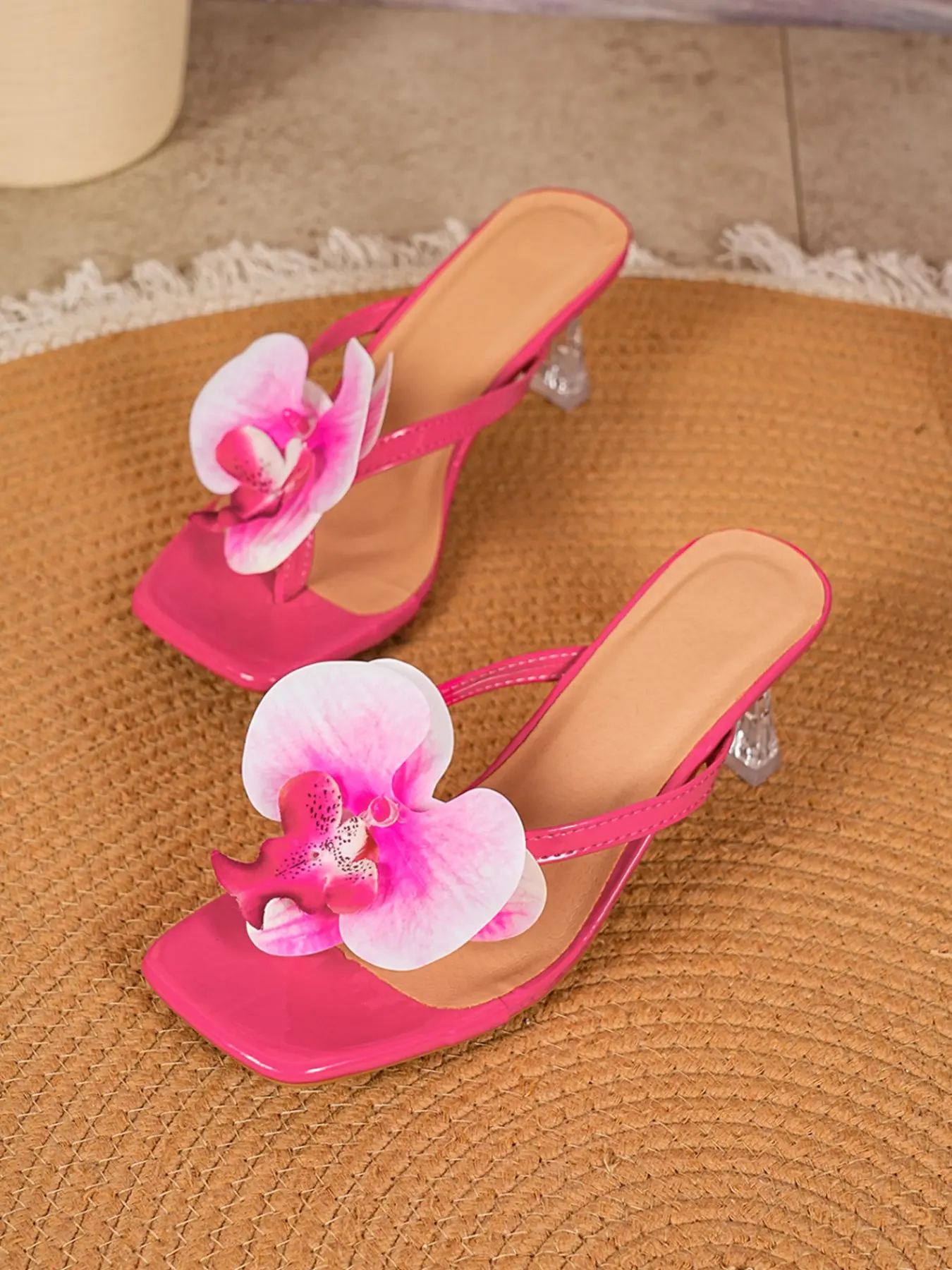 2026 New Sweet Desire Orchid Decor High Heel Sandals, Pointed Toe Outdoor Slippers, Summer Limited Edition, Elegant Leg-Lengthening Shoes, Classy Sandal