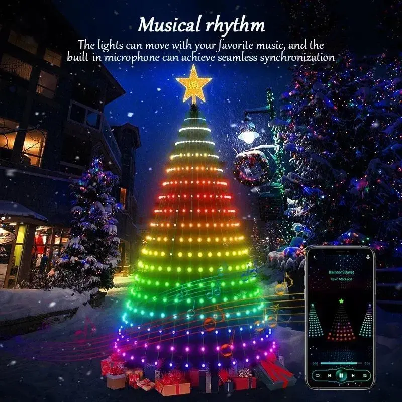 Tree Lights with APP & Remote Control - 400 LEDs RGB Color-Changing Light String, 11 Modes, Timer, Music Sync for Holiday Party & Christmas Decorations Led Lantern