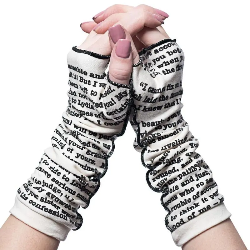 Pride and Prejudice Writing Gloves - Fingerless Gloves, Arm Warmers, Literary, Book Lover, Books, Reading