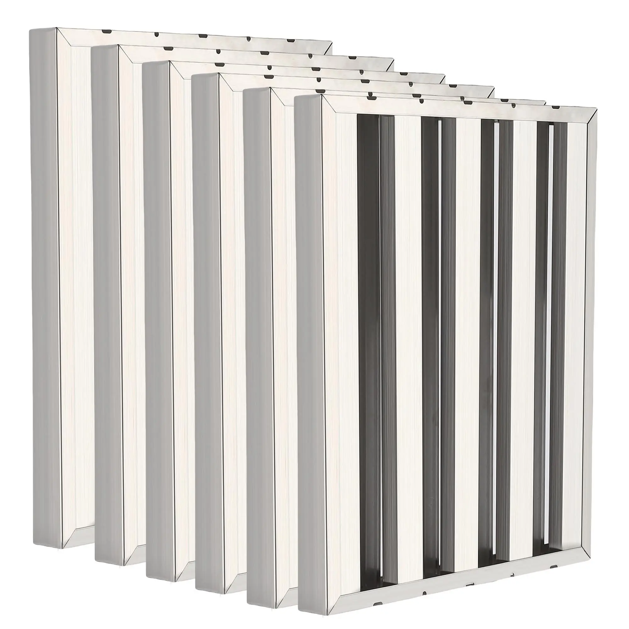6 Pack Commercial Microwave Range Hood Filters – 19.5x19.5x1.9 in, 304 Stainless Steel Grooved Baffle, Heavy Duty Grease Filter for Restaurant Kitchen, Ventilation, HVAC & Microwave