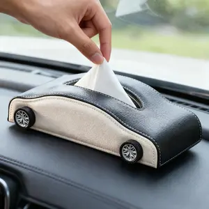 Car-Shaped Leather Car Tissue Box - Creative Vehicle Interior Decor, Viral Auto Tissue Holder, Unique Christmas Gift for Boyfriend/Dad, Durable & Easy to Clean