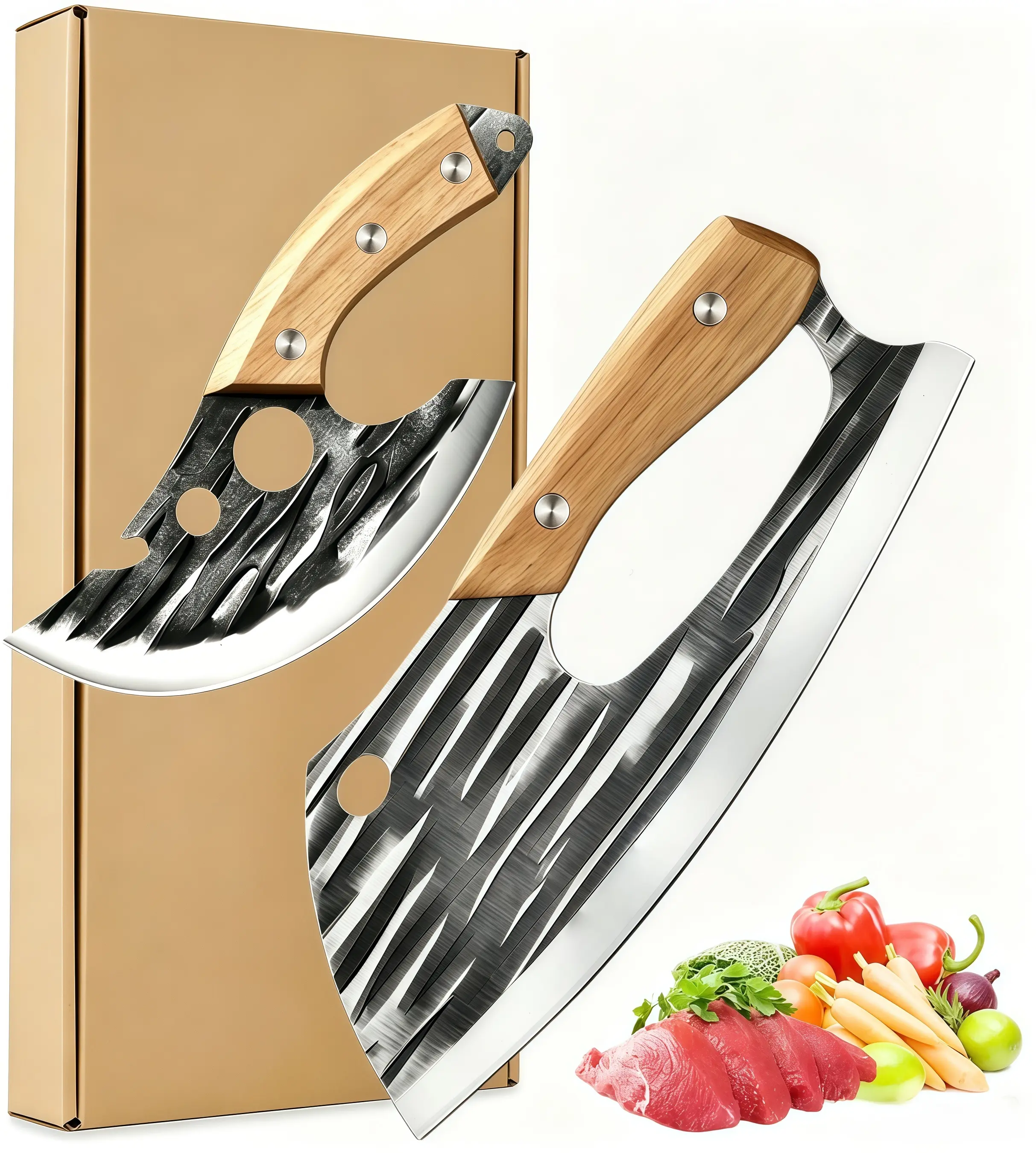 【Buy 1 Get One 1】 Kitchen Knife 8-inch Meat Cutting Knife Set, for cutting meat, deboning, trimming chicken breasts, slicing, hand-forged butcher's labor-saving wrist-protecting meat knife | Lightweight meat cutting tool | Professional kitchen , BBQ knife