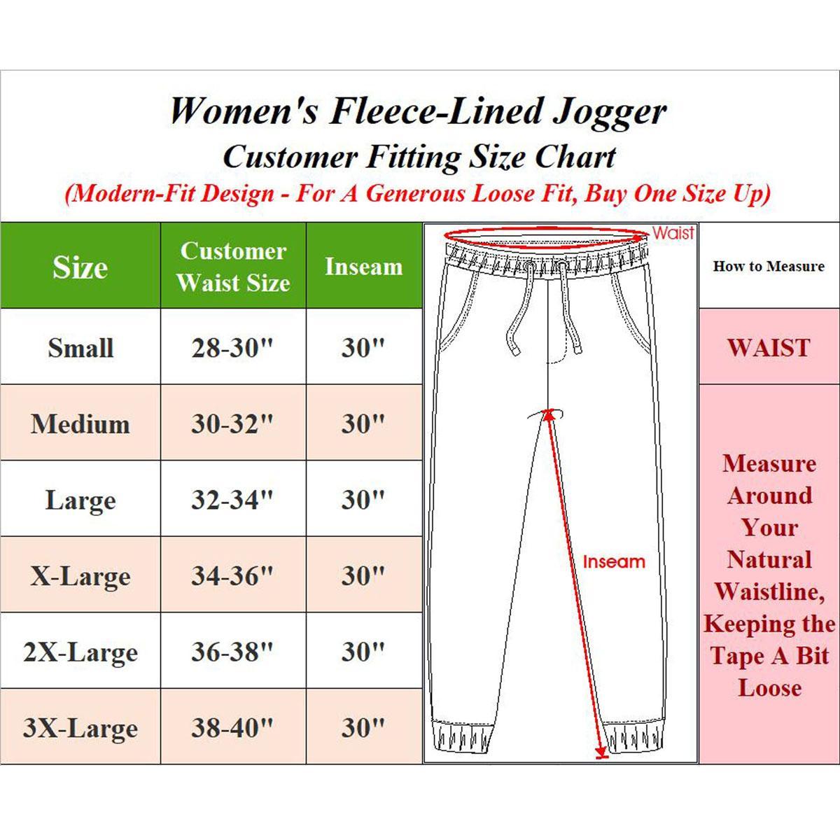 3-Pack Women's Fleece Lined Joggers (Sizes - S to 3XL)