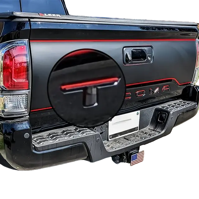 3D tailgate letters decal exterior accessories Compatible with 2016 2017 2018 2019 2020 2021 2022 2023 tacoma 3M Strong Adhesive Back Weatherproof ABS Decals Gloss black with red border Car Decorative Sticker Bumper Sticker Premium truck tailgate decals