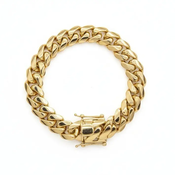 14MM 14Kt Gold Over Silver Cuban Link Bracelet