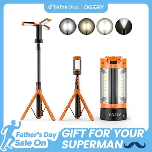 [Father's Day Gift]OGERY 10000/18000mAh Camping Light with  Remote Control & Power Bank - Rechargeable 2200 Lumens Dimmable Work Light, Emergency Light & Detachable Tripod (1.75-6.5 Ft) for Outdoor, Hiking, Home & Emergency summerwins