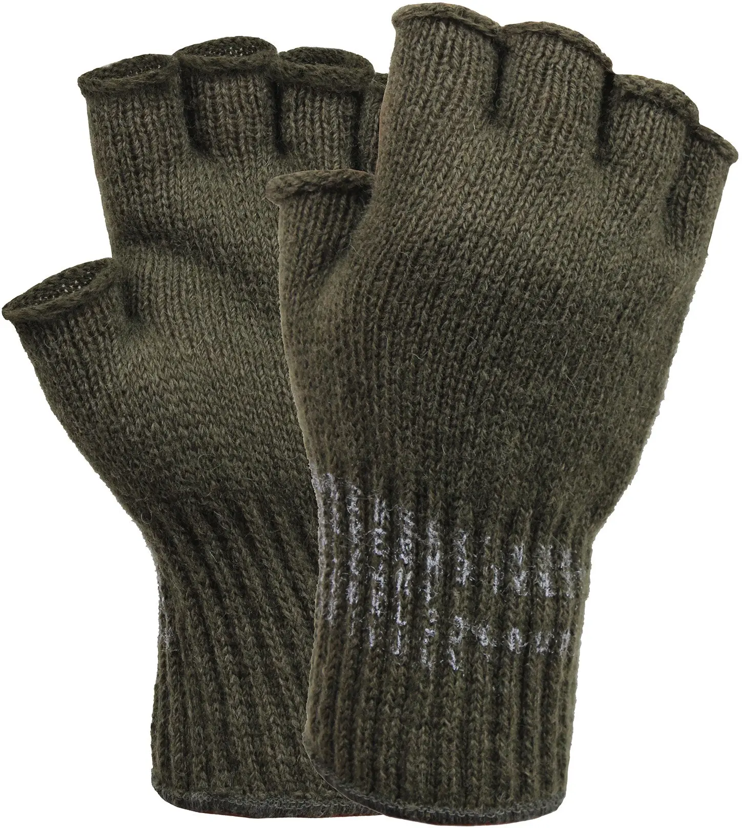 Genuine GI Fingerless Gloves - Olive Drab, Wool-Nylon Blend, USA Made, Gloves for Cold Weather, Military