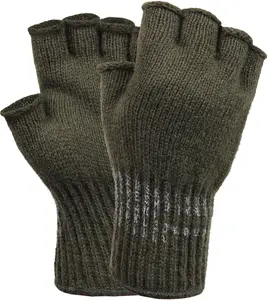 Olive Drab - Genuine GI Fingerless Gloves - Wool Nylon USA Made