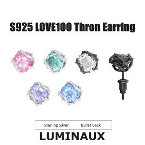 [LUMI9] Sterling Silver LOVE100 Cubic Zirconia Stud Earrings, AAAAA+ VVS Stones, Hypoallergenic Bullet Back, Craftsmanship Excellence, Men's Jewelry for Adults, Fashion Gift Unisex Accessories