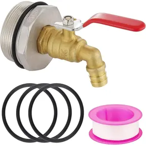 Drum Faucet for 55 Gallon Drum, 2 Inch Brass Barrel Faucet, Drum Spigot with 4 EPDM Gasket and 1 Teflon Tape, No Leaking, for Water, Diesel, Gasoline, Other Liquids
