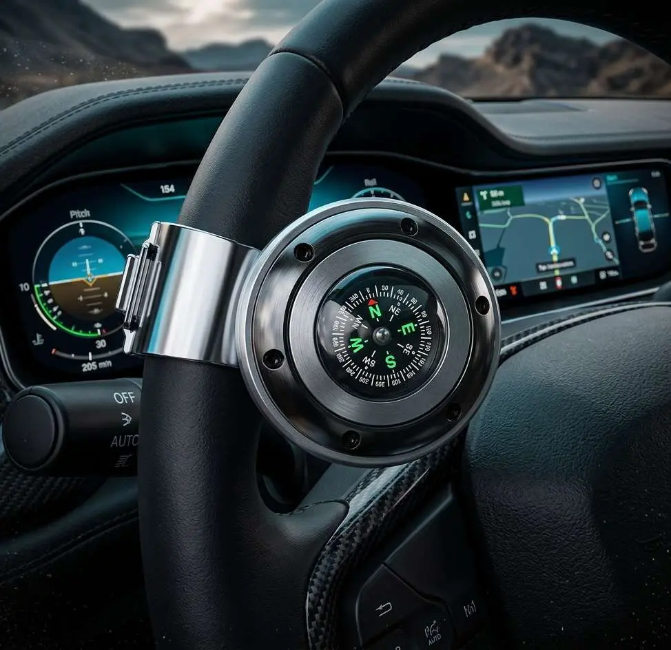 Plastic Universal Car Steering Wheel Auxiliary Knob with Built-in Compass Feature, Easy Installation, Smooth Rotation, Automotive Interior Accessory for Car Owners to Enhance Driving Experience, Car Accessories, Accessories For Car