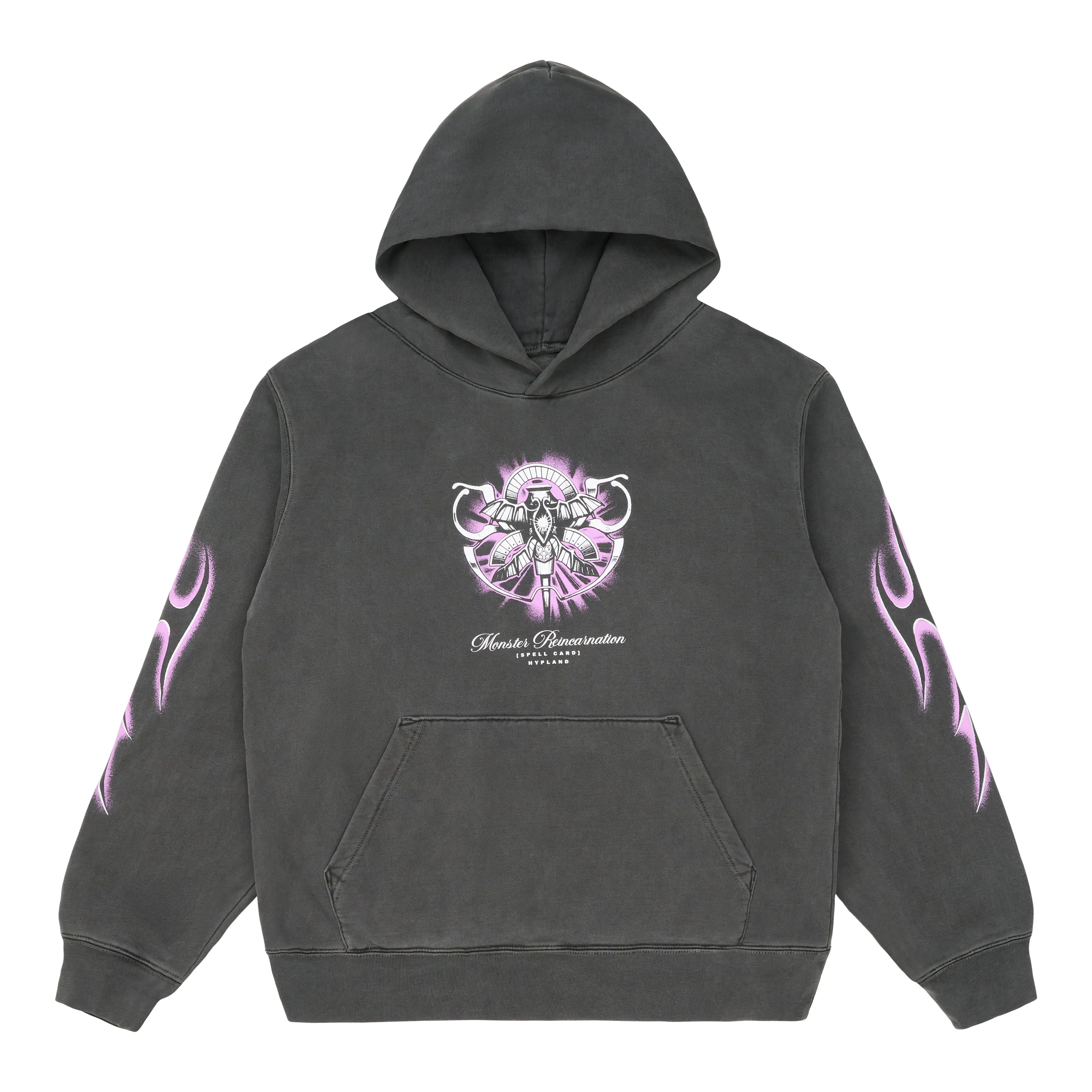 Men's Cotton Casual Long-Sleeve Pullover Hoodie - Officially Licensed Yu-Gi-Oh! Monster Reincarnation Menswear Tops, Vintage Black Sweatshirts, True to Size