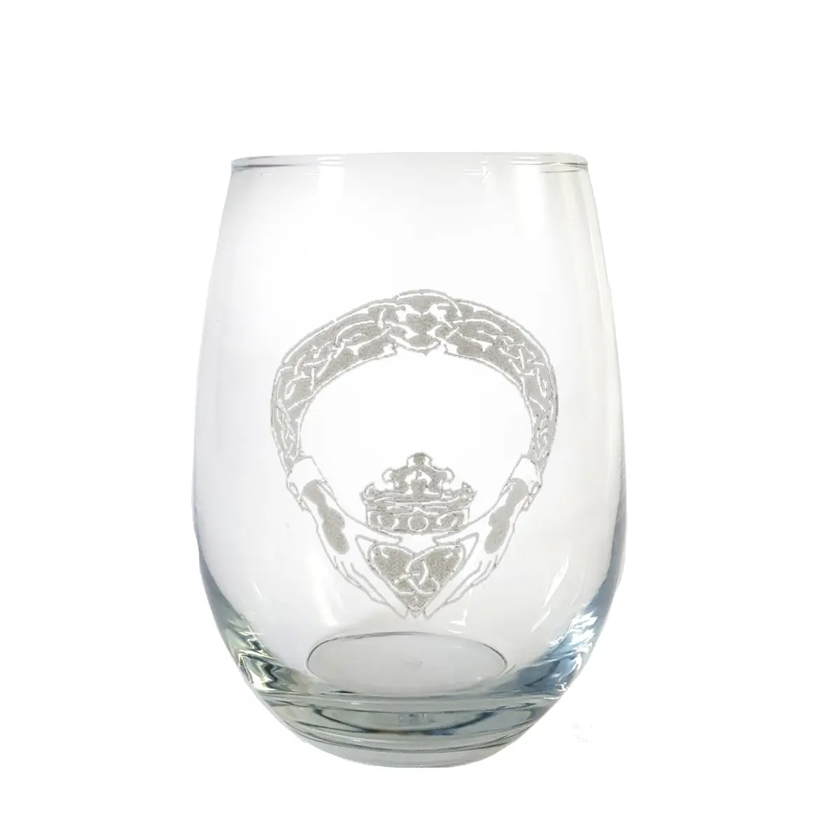Lyoncraft SWCG01 18 oz Irish Claddagh Engraved Stemless Wine Glass