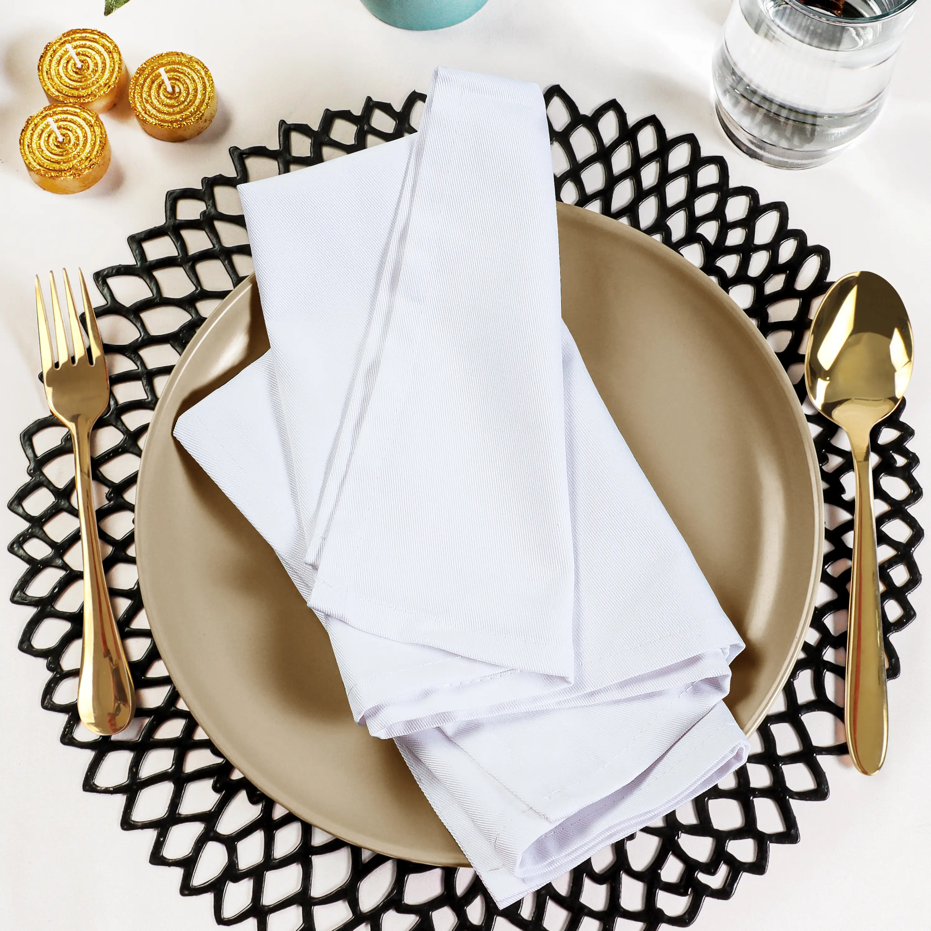 Utopia Kitchen Square Cloth Napkins 24-Pack - Cotton-Poly Blend, Absorbent, Reusable, Machine Washable Table Linens for Dinners, Parties/Events, Square Shape, 12 Pieces
