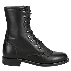 Justin Boots Womens Black Kiddie Round Toe Lace Up Casual Boots Ankle - Black