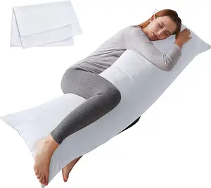 HOOMQING Body Pillow for Adults- Large Full Body Pillow Insert, Breathable &Cooling Satin Stripe Long Pillow for Bed, Fluffy & Firm, 20x54 Inch