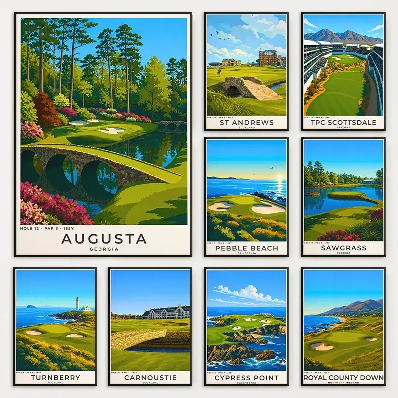[Sale off up to 55%] [Free ship] Modern Golf Locations Travel Scenery Poster, Sawgrass Augusta Masters Clubhouse Poster, Golf Wall Art, Golf Room Decor, Home Office Decor, Sports Travel Art Print