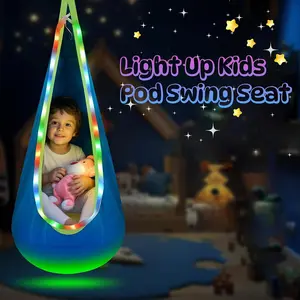 Upgraded LED Hammock Chair (Batteries Not Included) – Hanging Portable Swing with Remote-Controlled Lights, Perfect for Camping and Outdoor Relaxation, Best Christmas Gift.