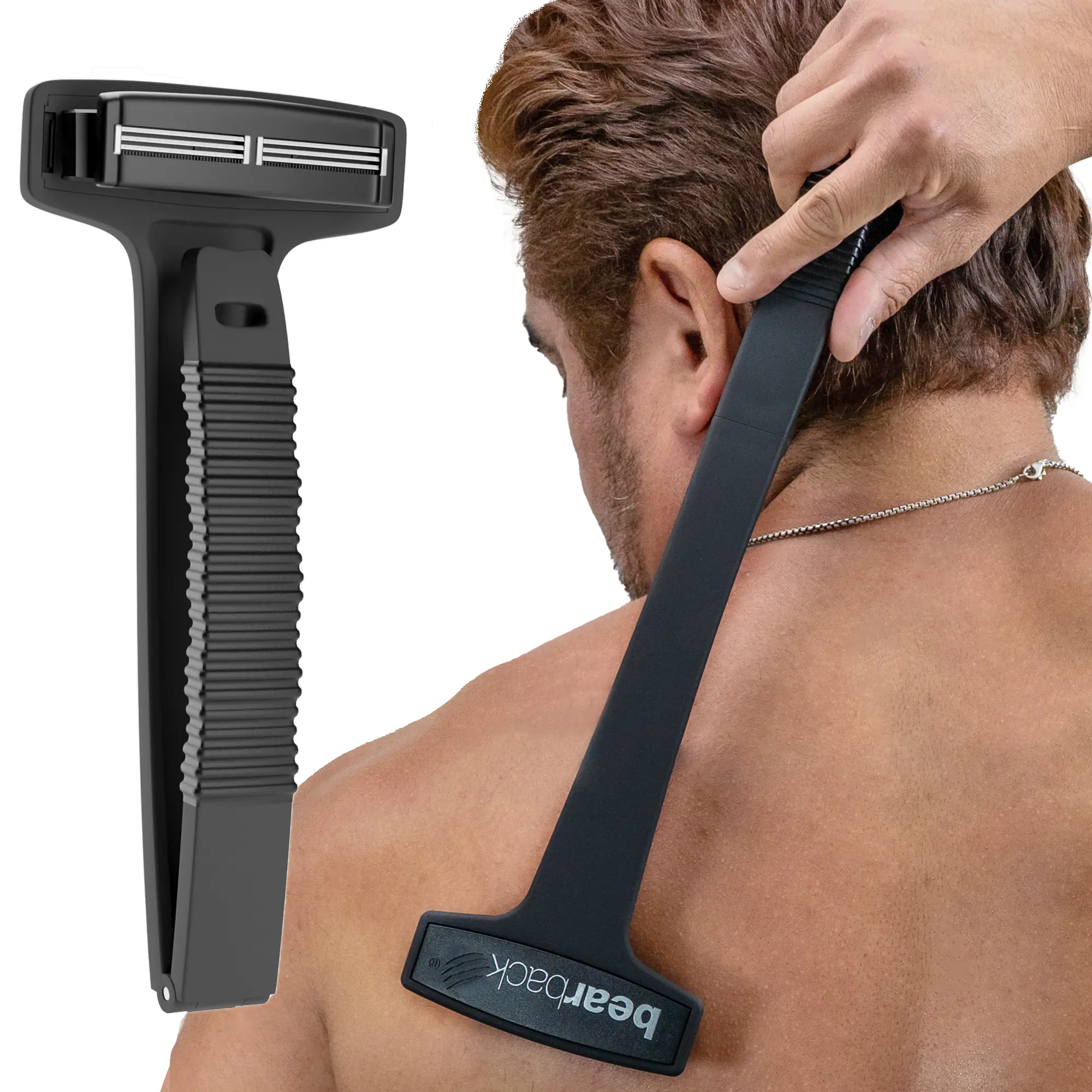 Bearback Back Shaver for Men, 17-Inch Folding Handle, Pivoting Triple Blade Razor, Wet & Dry Use