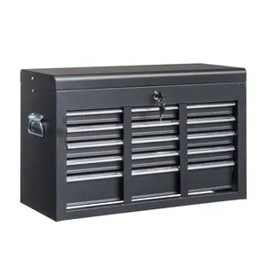 24" Portable Tool Box, 5 Drawers & Top Storage Tray Tool Box with Drawers, Lockable Metal Tool Chest Cabinet for Garage, Warehouse, Repair Shop & Home