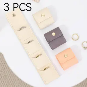 3pcs Elegant Flip-Top Jewelry Storage Box, Expandable Foldable Travel Jewelry Bag, Ring Slots, Portable, Safe Closure