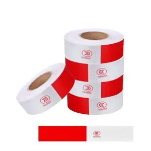 2 Inch x 65 Feet  Red White Reflective Safety Tape Self-Adhesive High Visibility Warning Strip for Vehicle Trailer Boat Mailbox 1Roll