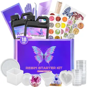 Epoxy  Kit with Molds for Beginners -18 oz Super Clear and Hard Resina Complete Craft Supplies Set for Starter Casting Art, DIY Creation Gifts