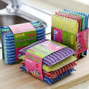 1pc Double-sided Kitchen Cleaning Sponge - Scouring Pad, Scrubbing Pad, Dishwashing Sponge, Sponges For Cleaning, Sponges Scrubbers, Sponge Pads, Pot Brush, Household Cleaning Supplies - Back To School