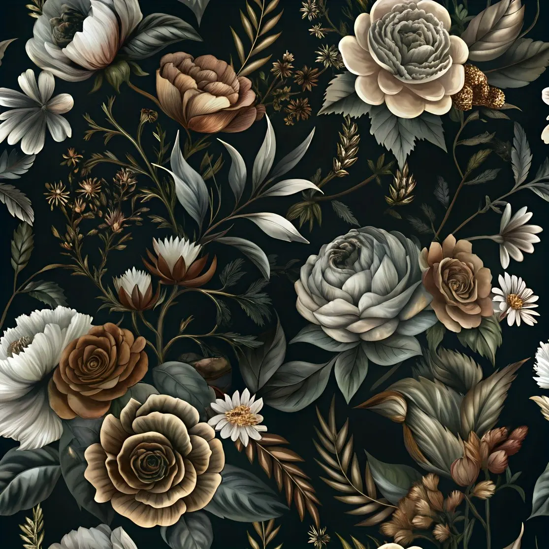 Deep Color Vintage Pattern Decorative Wallpaper Roll, Waterproof Self-Adhesive Wall Paper, Peel and Stick Removable Contact Paper for Living Room Bedroom, Peel And Stick Wallpaper Designs, Peel And Stick Wallpaper For Bathroom, Interior Walls