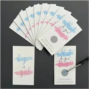 Gender Reveal Scratch-Off Cards (1 Pack - 10 Pcs), Bb Shower Party Game with and Blue Reveals, Party Table Game, Perfect for Interactive Parties, Interactive Fun