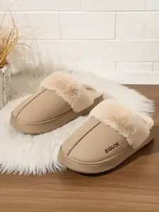 Women's Winter Warm Cotton Slippers, Soft Plush Lining, Indoor Slip-On Shoes, Perfect for Snow, Halloween & Christmas, Fluffy, Home Slippers