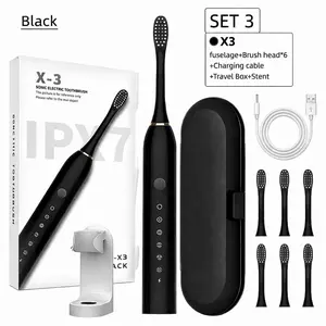 Sonic Electric Toothbrush for Adults with 6 Brush Heads, Rechargeable Toothbrush Set, 6 Cleaning Modes, IPX7 Waterproof, Travel Case Included,Toothbrush holder
