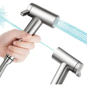 Handheld Bidet Sprayer for Toilet, Adjustable Water  Control Rotary  with Bidet Hose,  Single Nozzle High  Mode for Cleaning Stubborn Stains, Brushed Nickel