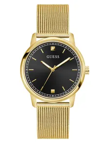 GUESS Male Gold-Tone and Black Analog Watch