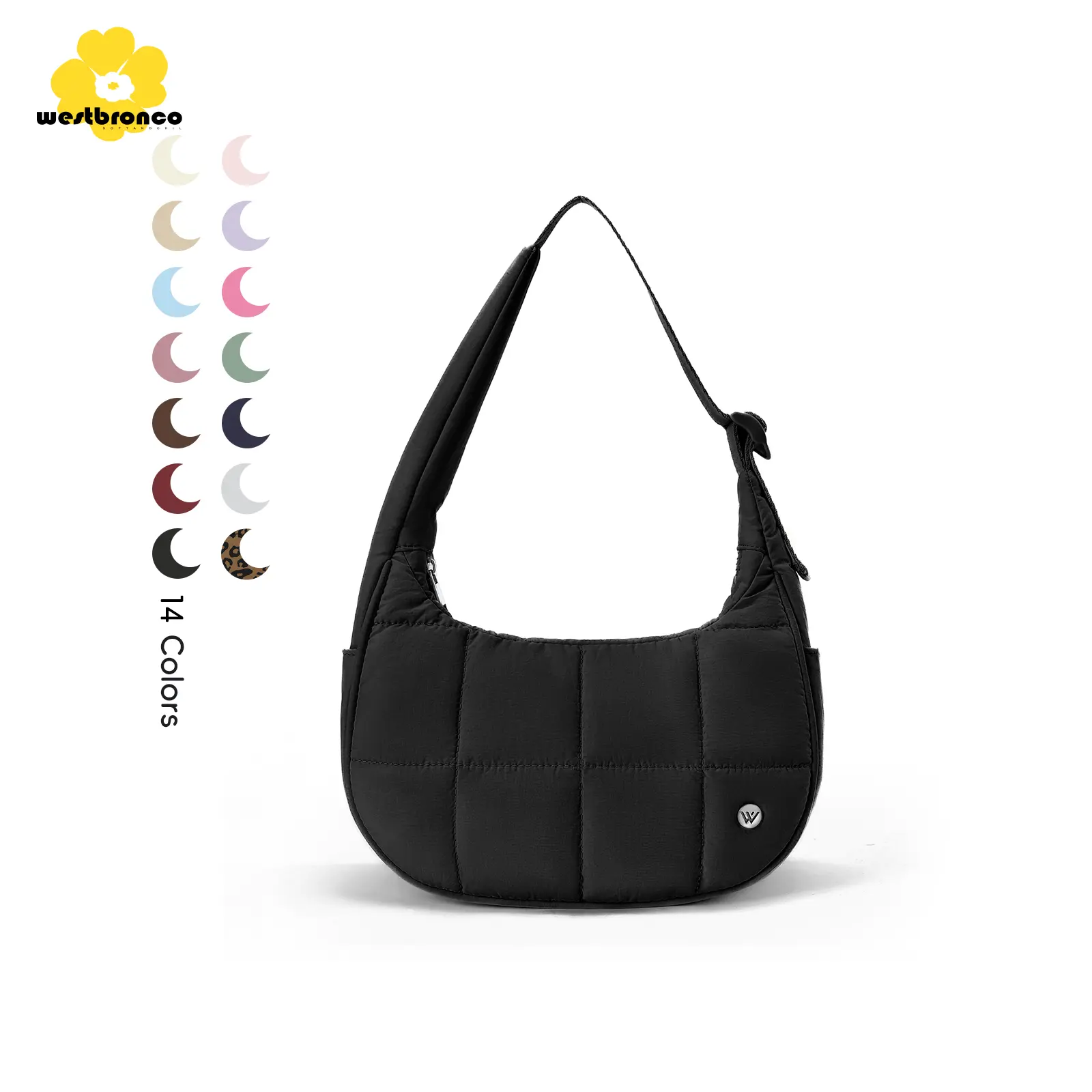 WESTBRONCO Crescent Shoulder Bag Viral Small Puffy Fashion Stylish with 2 Side Pockets Adjustable Strap for Women Waterproof Lightweight Travel Gym Dating Elegant Commuter Bag Purse for Summer Trendy Gift for Her Mom Summerwin DealsForYouDays