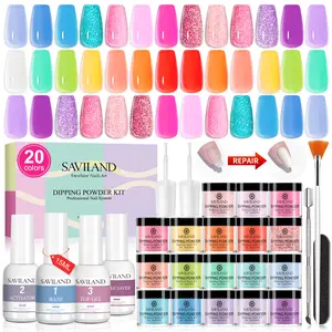 SAVILAND Dip Powder Nail Kit 30PCS: 20 Vibrant Colors with Essential Liquids, No Lamp Needed, Easy-to-Use, Long-Lasting Salon-Quality Nails at Home summervibes