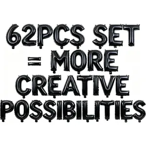 62 Pcs Black Letter Balloons, Custom 2 Set A-Z Set for Personalizing Names & Phrases Party Supplies Banners - with 1 Set ABEILMNOPS for Wedding/Birthdays/Annivs Party Decoration Banner Custom Phrase