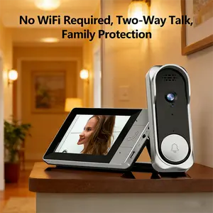 Wireless Video Doorbell Camera - Ring Camera Doorbell, HD Night Vision, 2-Way Talk, SD Storage, No WiFi Required Home Security System for Family Protection