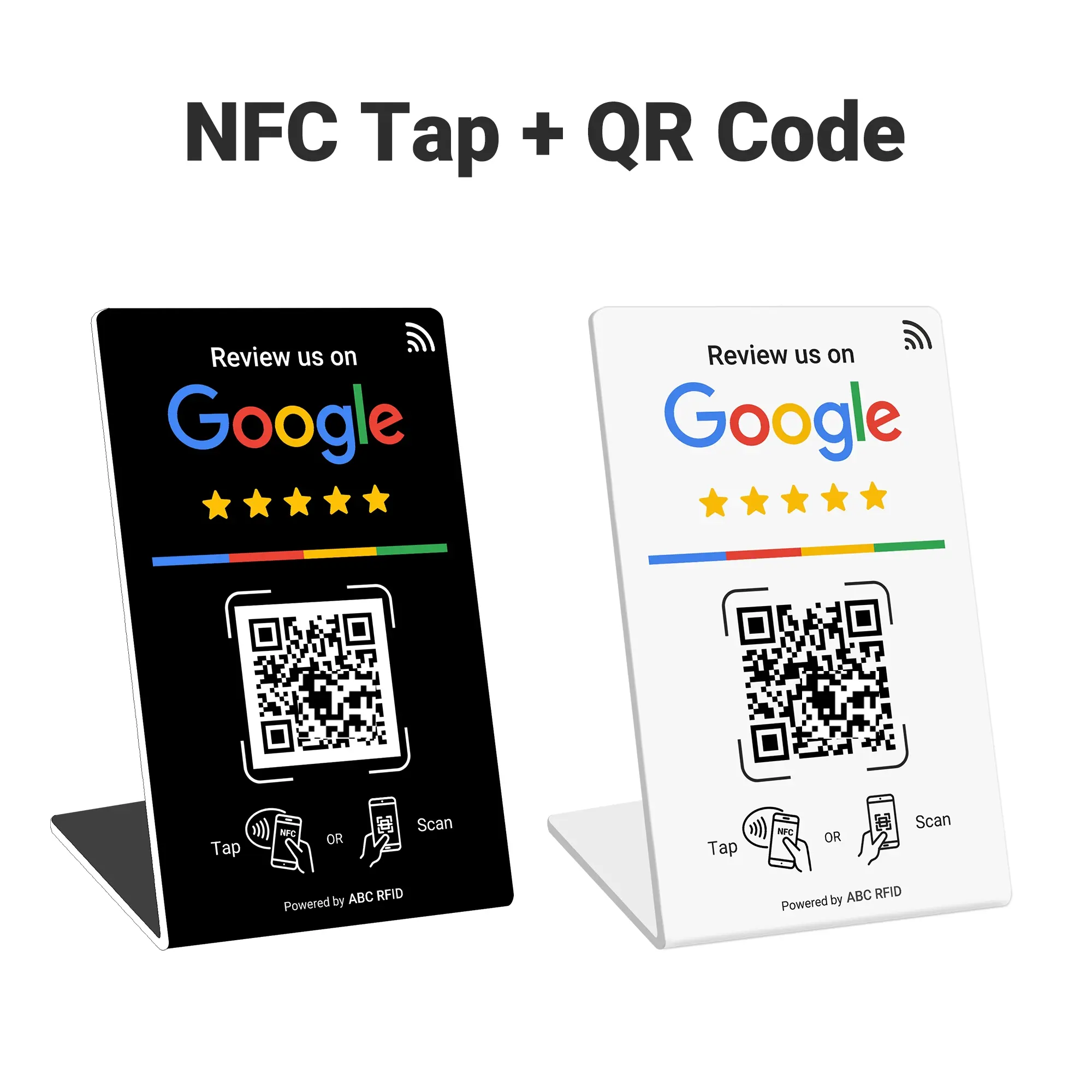 Google Review Stand, NFC Tap, RFID & Dynamic QR Code, Scan, Easy Setup with Review Link Management, No APP Required, Review Us On Google , Review Sign, Business Card