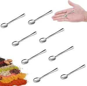 8-Piece Compact Stylish Metal Mini Condiment Spoons Set - 2.87 in Food-Grade 304 Stainless Steel Kitchen Gadgets, Jar Measuring Spoons, Cooking Food Measuring Tool for Spices, Salt