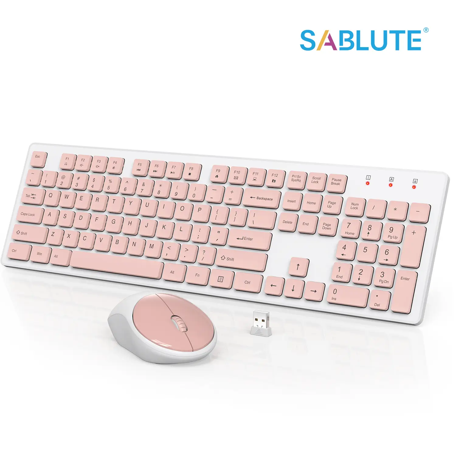 Pink Wireless Keyboard and Mouse(Not Bluetooth)-A Touch of Elegance for Her Tech Ensemble