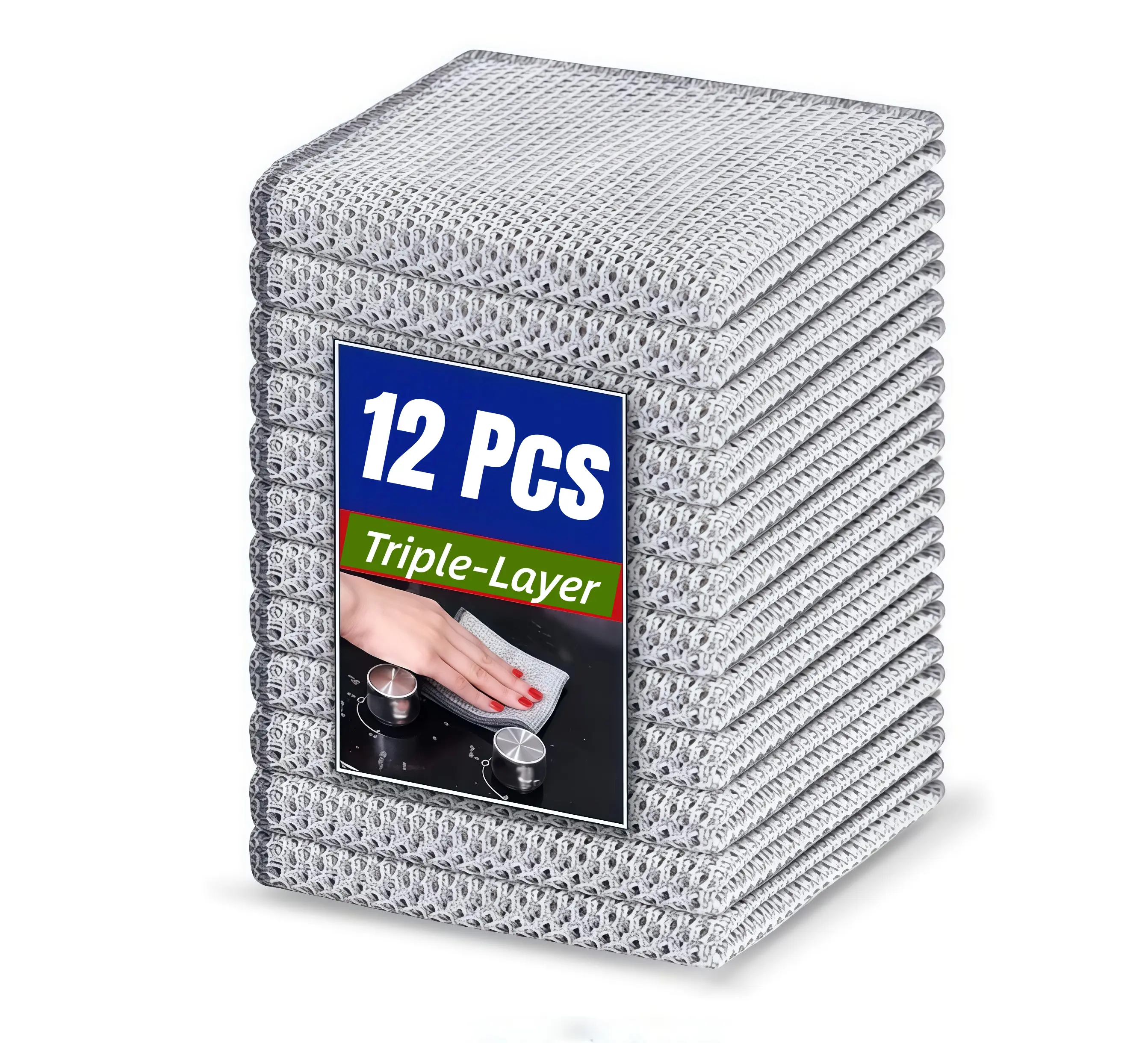 12 Pcs Long-Lasting Steel Wire Cleaning Cloths, 3-Layer Upgrade, No Scratches/No Odor, Multipurpose Wet-Dry Dishcloth Rag, 7.87in x 7.87in, for Kitchen Sinks & Cooktops, Multi-Use Cleaning Rags, Home Essentials#SummerVibes Home