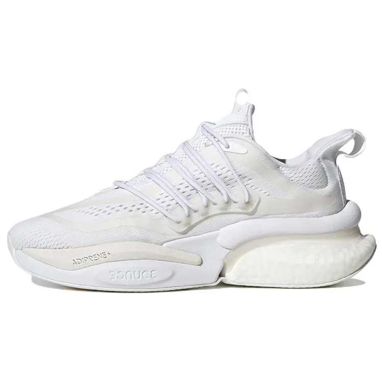 Adidas ALPHABOOST V1 Men's Mid-Top Thick Soles Shoes, Casual Running Shoes with Mesh Fabric, Anti-Slip, Wear-Resistant, Lightweight, Triple White