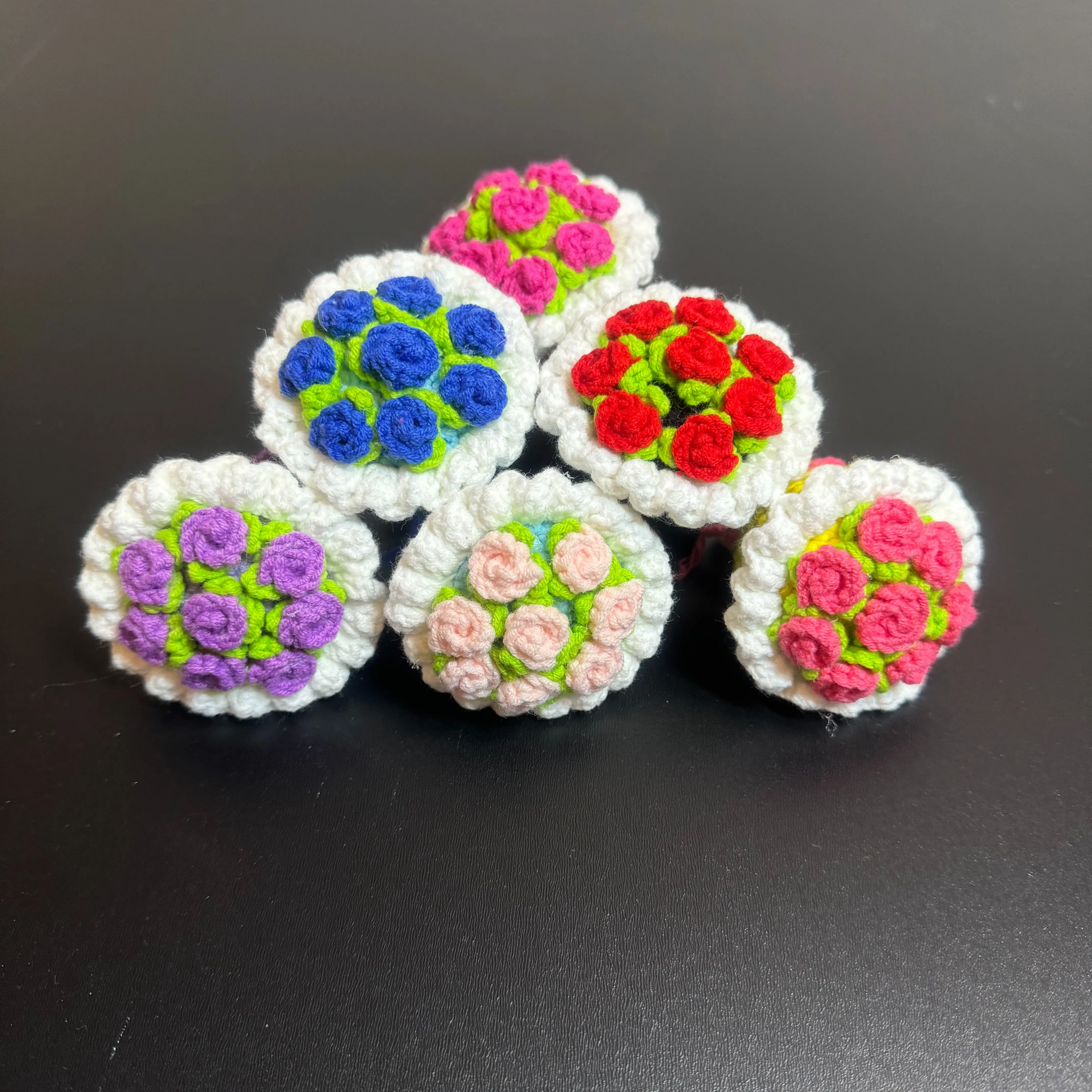 Decorative Mini Crocheted Bouquet - Home Decor or Table Centerpieces - Ornaments Plants Flower Flower Floral valentines day flower  bouquet